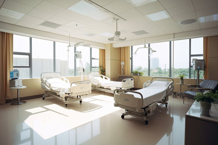 A modern luxury hospital room, Interior of Modern Hospital Room, Generative aiの素材