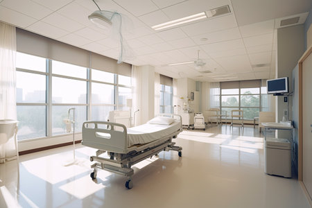 A modern luxury hospital room, Interior of Modern Hospital Room, Generative aiの素材