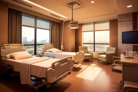 A modern luxury hospital room, Interior of Modern Hospital Room, Generative aiの素材