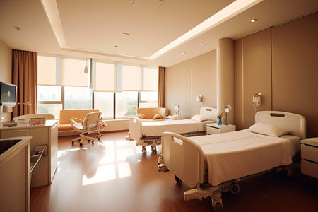 A modern luxury hospital room, Interior of Modern Hospital Room, Generative aiの素材
