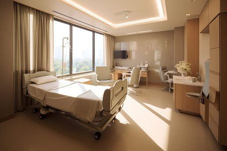 A modern luxury hospital room, Interior of Modern Hospital Room, Generative aiの素材