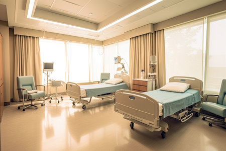 A modern luxury hospital room, Interior of Modern Hospital Room, Generative aiの素材