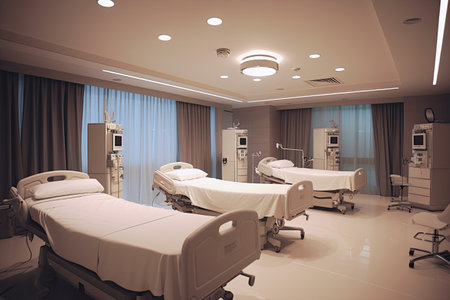 A modern luxury hospital room, Interior of Modern Hospital Room, Generative aiの素材