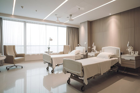 A modern luxury hospital room, Interior of Modern Hospital Room, Generative aiの素材