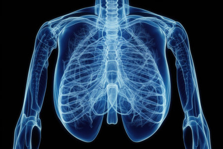 Chest x-ray image of dextrocardia and situs inversus patient that demonstrated heart,lungs,ribs,bones and muscles look like clearly film for diagnostic from radiologists in the hospital. Generative AIの素材