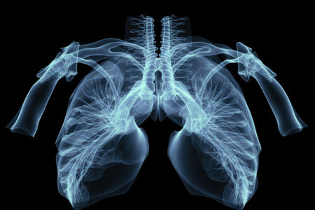 Chest x-ray image of dextrocardia and situs inversus patient that demonstrated heart,lungs,ribs,bones and muscles look like clearly film for diagnostic from radiologists in the hospital. Generative AIの素材
