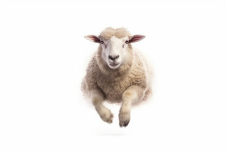 A Sheep, Happy sheep jumping isolated on white background. Generative AIの素材