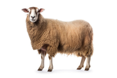 A Sheep, North country cheviot sheep breed isolated on white background. Generative AIの素材