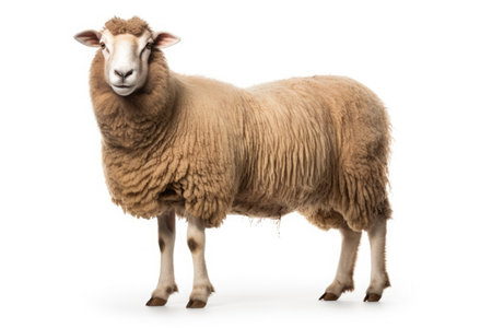 A Sheep, North country cheviot sheep breed isolated on white background. Generative AIの素材