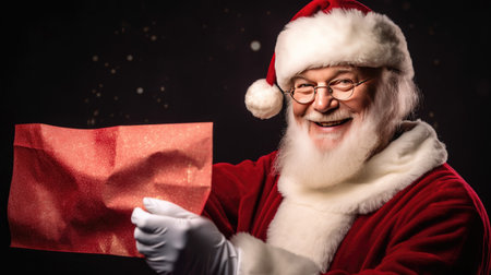 Christmas Day, Santa Claus pointing in blank advertisement banner with copy space. Generate Aiの素材