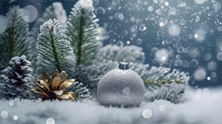 Christmas Day, Merry christmas card. Winter holiday theme. Happy New Year with copy space background. Generate Aiの素材