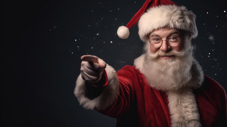 Christmas Day, Santa Claus pointing in blank advertisement banner with copy space. Generate Aiの素材