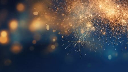 Happy New Year, Burning sparkler with bokeh light background. Generate Aiの素材