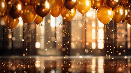 Abstract of Gold celebration background for anniversary. Generate Aiの素材