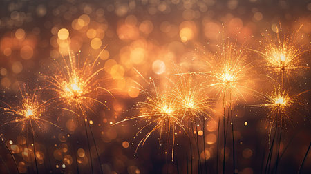 Happy New Year, Burning sparkler with bokeh light background. Generate Aiの素材