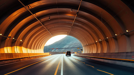 Tunnel, infrastructure tunnel road modern. Generate Aiの素材