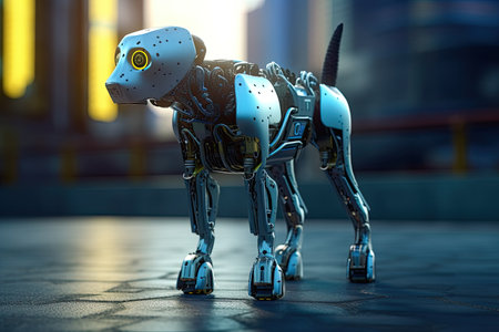 Ai, robotic dog walking. Generative Aiの素材