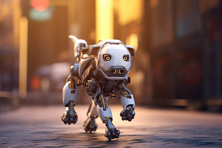 Ai, robot dog running. Generative Aiの素材