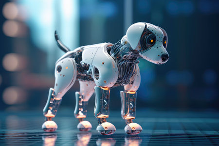 Ai, robotic dog walking. Generative Aiの素材