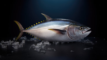 A fresh tuna on ice. tuna. Generative Aiの素材