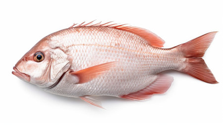 A snapper fish. Top view of Raw fish white snapper on white background. Generative Aiの素材