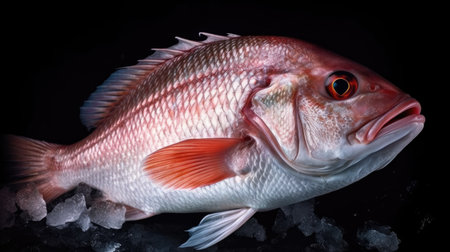 A fresh snapper fish on ice. snapper fish. Generative Aiの素材