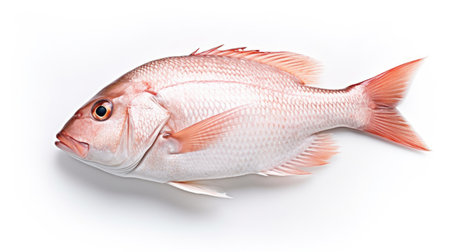 A snapper fish. Top view of Raw fish white snapper on white background. Generative Aiの素材