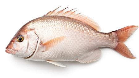 A snapper fish. Top view of Raw fish white snapper on white background. Generative Aiの素材