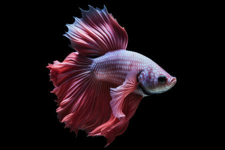 A Purple Betta fish isolated on black background. Generative Aiの素材