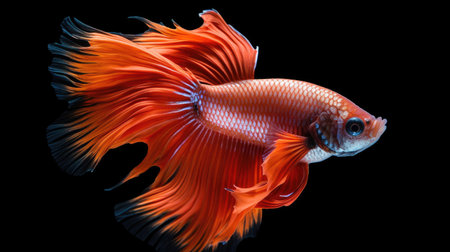 A Colorful Betta fish isolated on black background. Generative Aiの素材