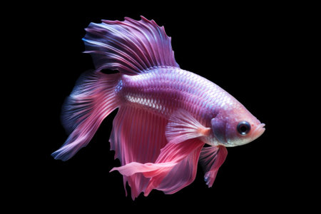 A Purple Betta fish isolated on black background. Generative Aiの素材
