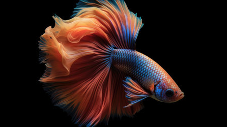 A Colorful Betta fish isolated on black background. Generative Aiの素材