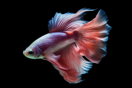 A Purple Betta fish isolated on black background. Generative Aiの素材