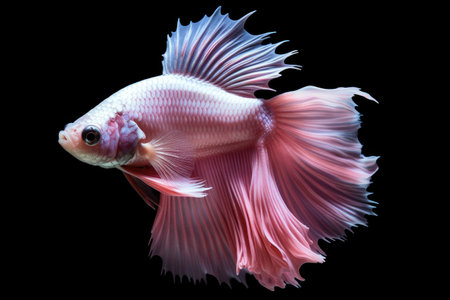 A Purple Betta fish isolated on black background. Generative Aiの素材