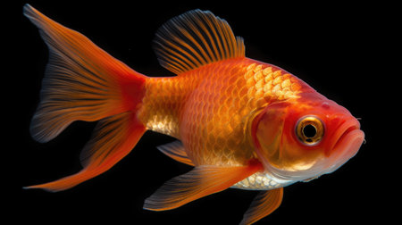 A gold fish on black background. Generative Aiの素材