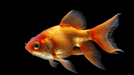 A gold fish on black background. Generative Aiの素材