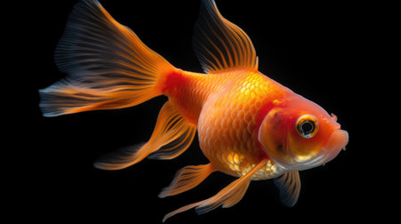 A gold fish on black background. Generative Aiの素材