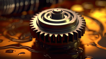 Lubricate motor oil and Gears. Oil wave splashing in Car engine with lubricant oil. Concept of Lubricate motor oil and Gears. Generative AIの素材