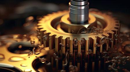 Lubricate motor oil and Gears. Oil wave splashing in Car engine with lubricant oil. Concept of Lubricate motor oil and Gears. Generative AIの素材