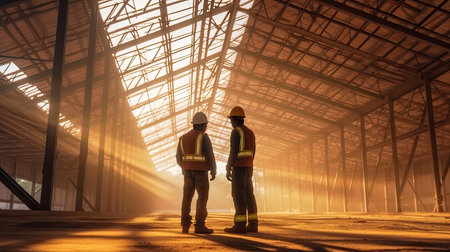 Civil engineer inspection infrastructure at construction site. Generative Aiの素材