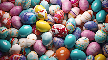 Colorful Easter eggs background. Easter eggs. Generative Aiの素材