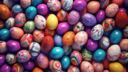 Colorful Easter eggs background. Easter eggs. Generative Aiの素材