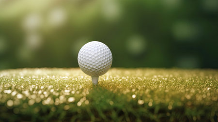 Golf ball on tee ready to play. Let's golf. Generative Aiの素材