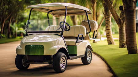 A Golf car, Golf car on the golf course. Generative Aiの素材