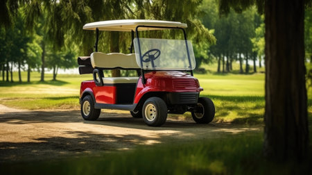 A Golf car, Golf car on the golf course. Generative Aiの素材