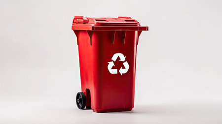 A Red recycle bin with recycle symbol isolated on white background. Generative Aiの素材