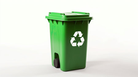 A Green recycle bin with recycle symbol isolated on white background. Generative Aiの素材