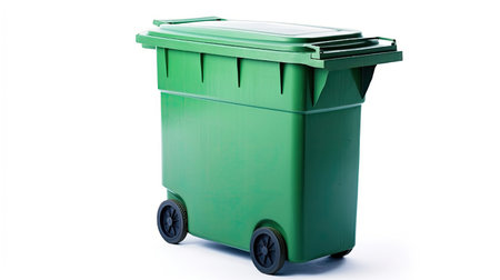 A Green recycling bin isolated on white background. Generative Aiの素材