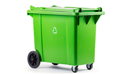 A Green recycling bin isolated on white background. Generative Aiの素材