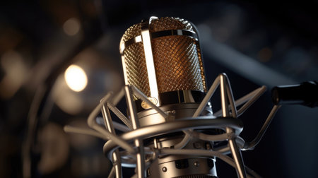 A Condencer Mic for studio recording voice. Microphone. Generative Aiの素材